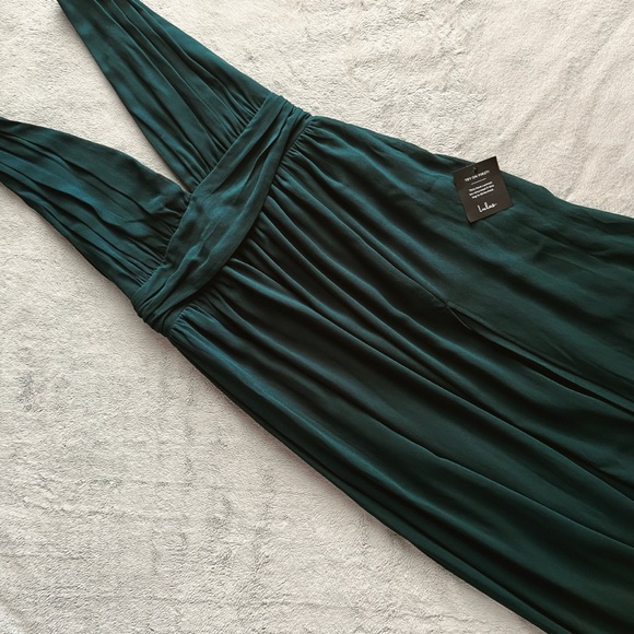 Lulus Dresses & Skirts - NWT Lulus Heavenly Hues Georgette Maxi Dress Slit Gown Forest Green Medium Sz M